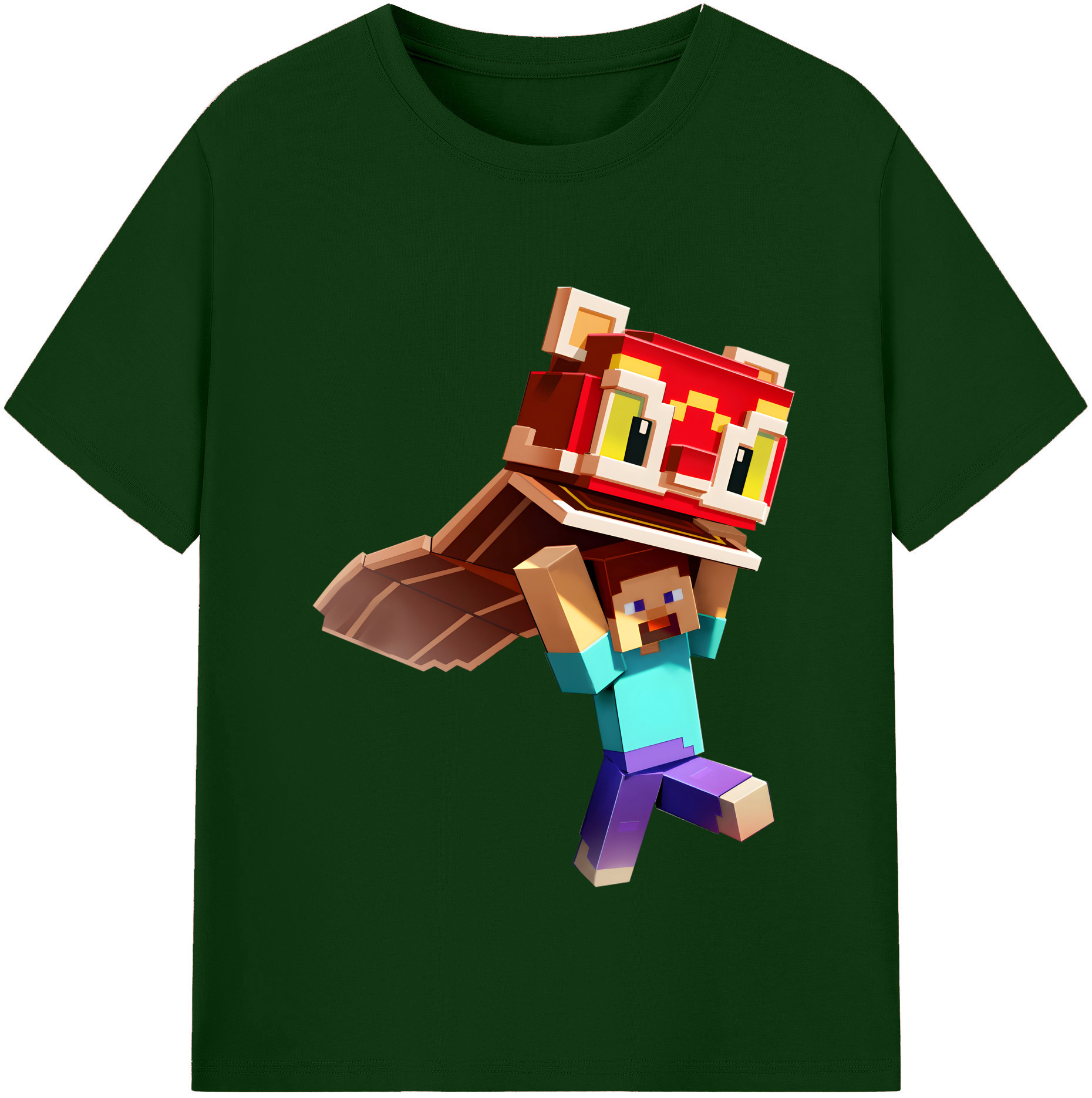 （画像用） マインクラフト ブロックの世界 Minecraft MC Block world 綿100％半袖Tシャツ（フロントプリント）